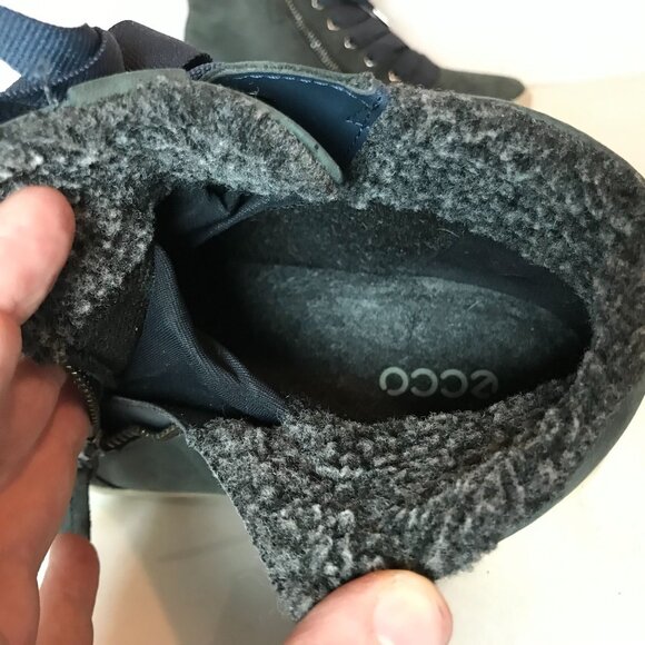 ECCO Gore-Tex Ankle Boots Gray Leather Mens Size 8/39 Winter Warm Shoes - Picture 6 of 11